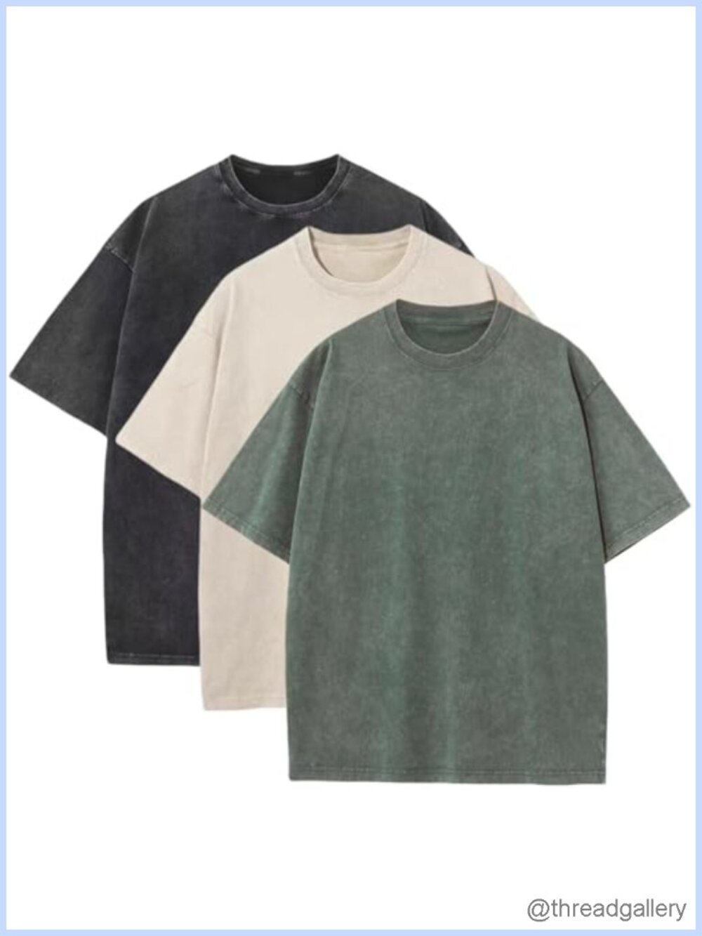 3 Pc Men's Oversized Heavy Cotton Vintage T-Shirts Loose Fit Short Sleeve